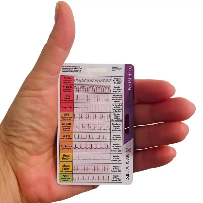 ECG/EKG Rhythm Pocket Card For Ecg/ekg Interpretation Portable Pocket Ecg Ekg Reference Guide With Sheath Emergency Tool