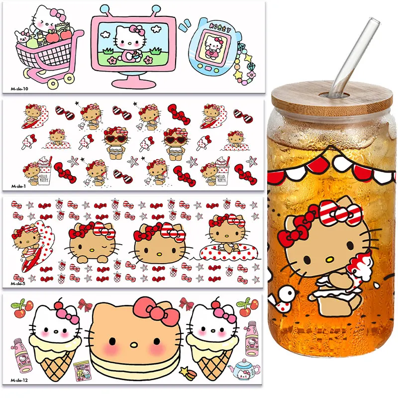

HelloKitty Cartoon UV Transfer Transparent Crystal gifts DIY Waterproof Stickers DTF Stickers Christmas Series
