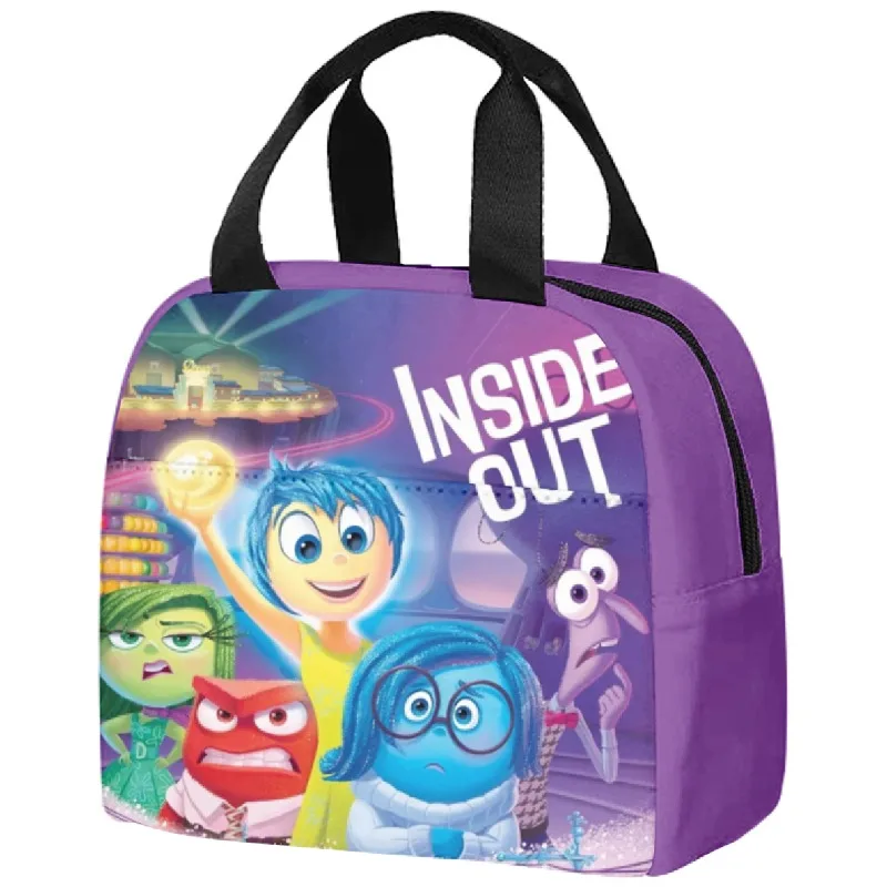 Disney Inside Out 2 Cartoon Lunch Bags Animation 3D Digital Printing Large Capacity Storage Thermal Bags Kids Portable Lunch Bag