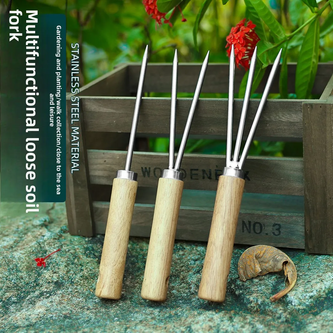 

Household Flower Pot Soil Loosening Rake Integral Pine Root, New Stainless Steel Soil Loosening, Strong Flower Groove
