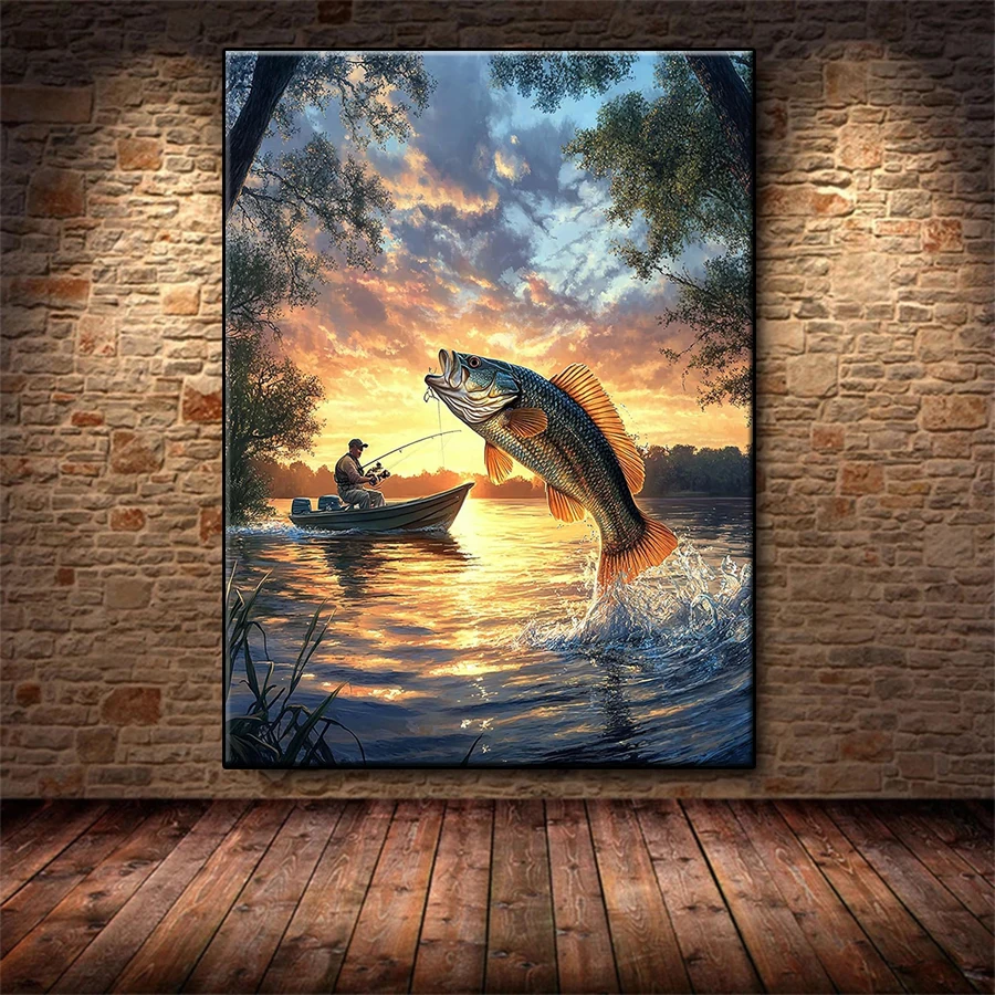 5D Diamond Embroidery Picture Kit New Fisherman Fishing Enthusiast Diamond Painting Mosaic Cross Stitch Adult Decoration Gift