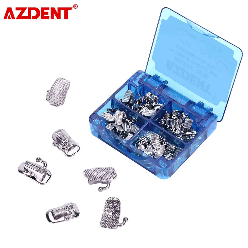 AZDENT 80pcs Dental Orthodontic Buccal Tube Mesh Base 1st 2nd Molar Bonding Non-Convertible Roth MBT 0.022 0.018