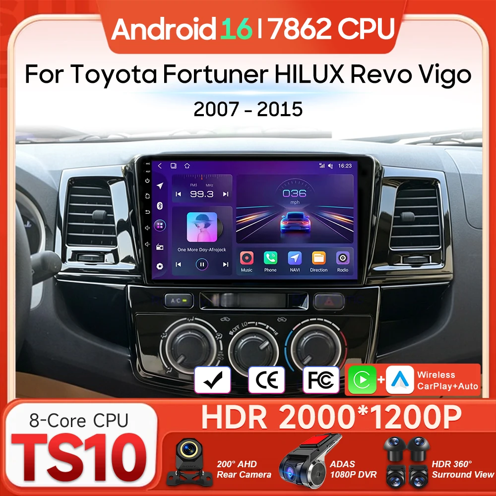 Android For Toyota Fortuner HILUX Revo Vigo 2007-2015 Car Multimedia Player Wireless Carplay Auto Radio Video Stereo Navigation