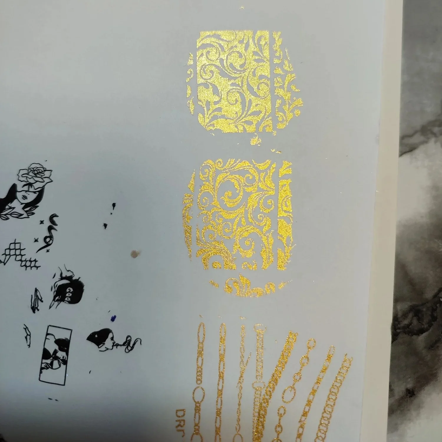 Plaques d'estampage d'ongles de fleur de ligne française, pochoir d'impression d'image de cœur/marbre/flore/ligne, modèles de tampons de manucure, outils *