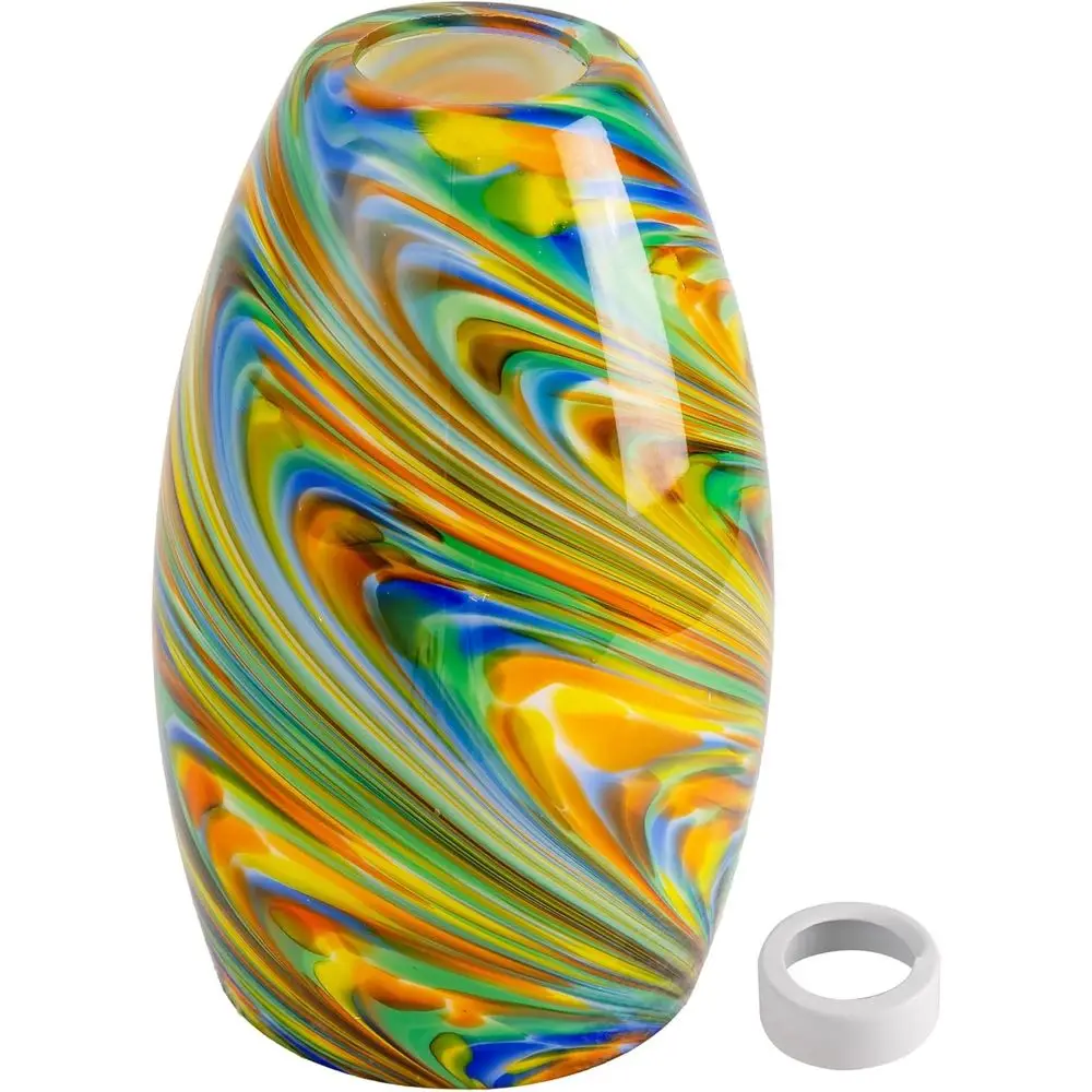 

Glass Pendant Lamp Shade 4.72" Colorul Art Glass Chliers Cover 1-Pack Mini Oval Light Shade Replacement Shade Only Light ixtures