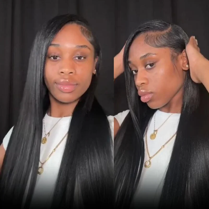 Klaiyi V Part Wig With Drawstring & Seamless Hairline 100% Human Hair Wigs Minimal Leave Out Beginner Friendly Glueless Wigs