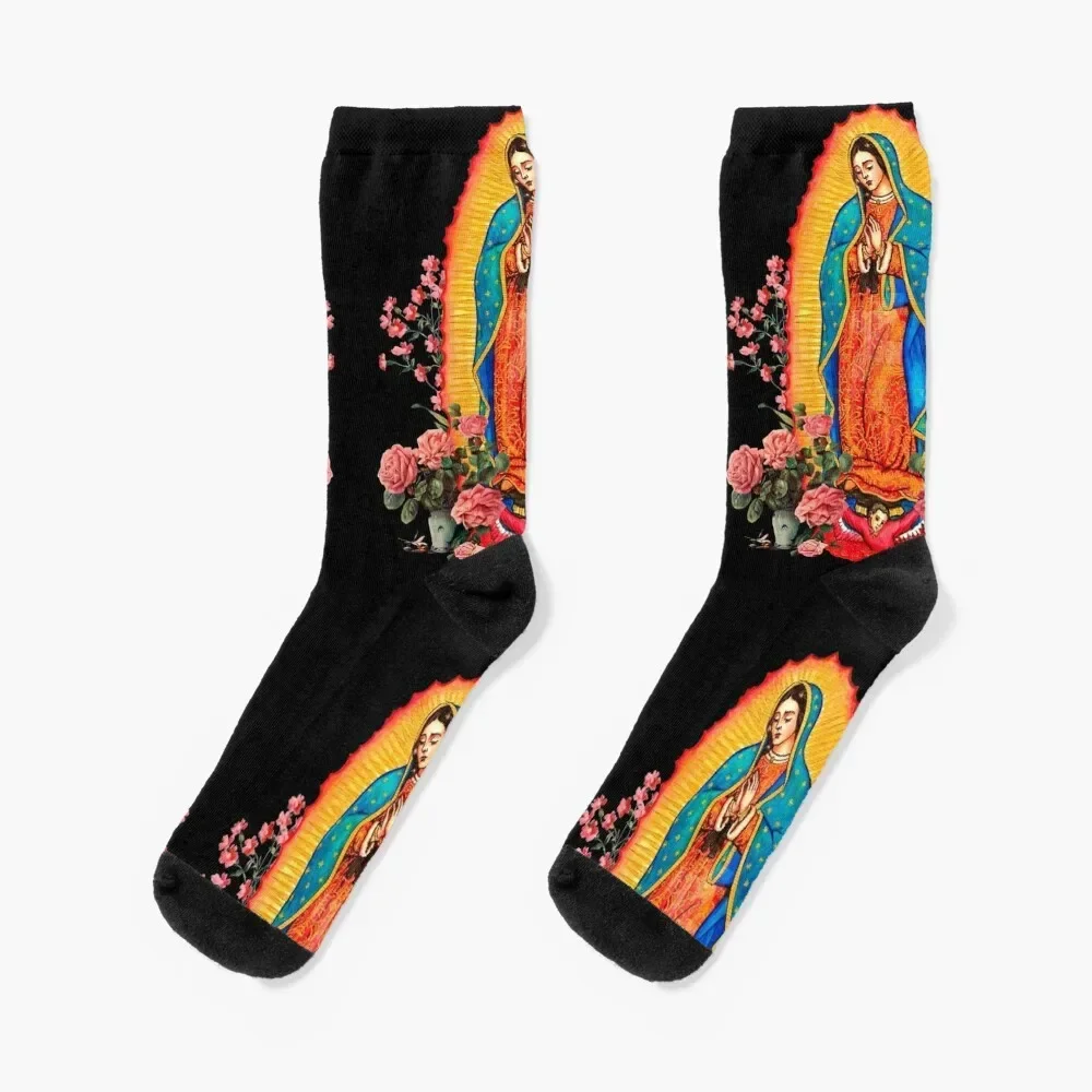 

virgin of guadalupe Socks football colored Boy Socks Women's