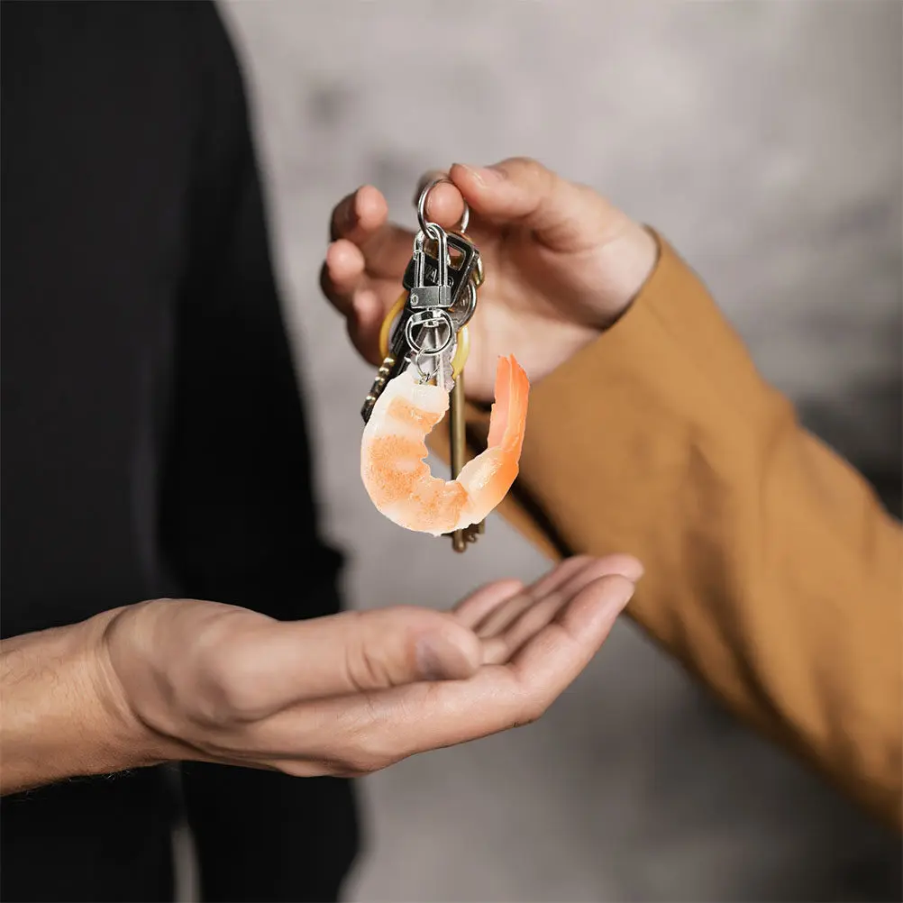 4Pcs Realistic Shrimp Vegetable Food Keychain Pendant PVC Simulation Keyring Decor for Bag Backpack Purse Car Keys Handbag Charm