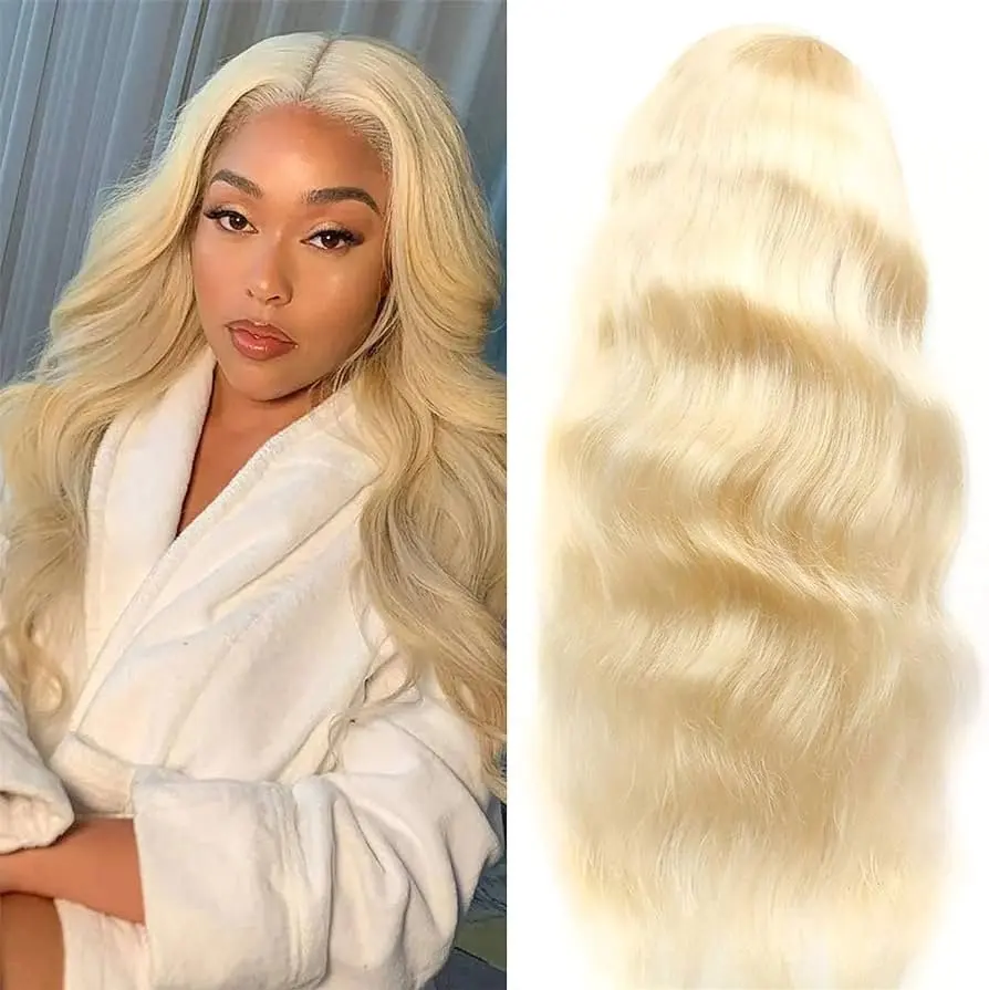 Blonde 613 HD Lace Wig 13x6 Human Hair Frontal Blonde Colored Body Waves Glue-Free Waves 34 Inch Wig 150 Density