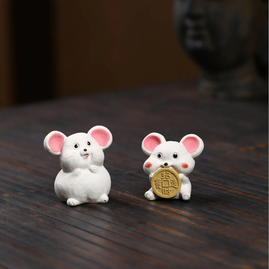 Yixing Purple Clay Pet, Fortune-Bringing Mouse, Handmade That Counts Money, Zodiac Mouse Toy, Can Be Kept As A Tea Tray Ornament