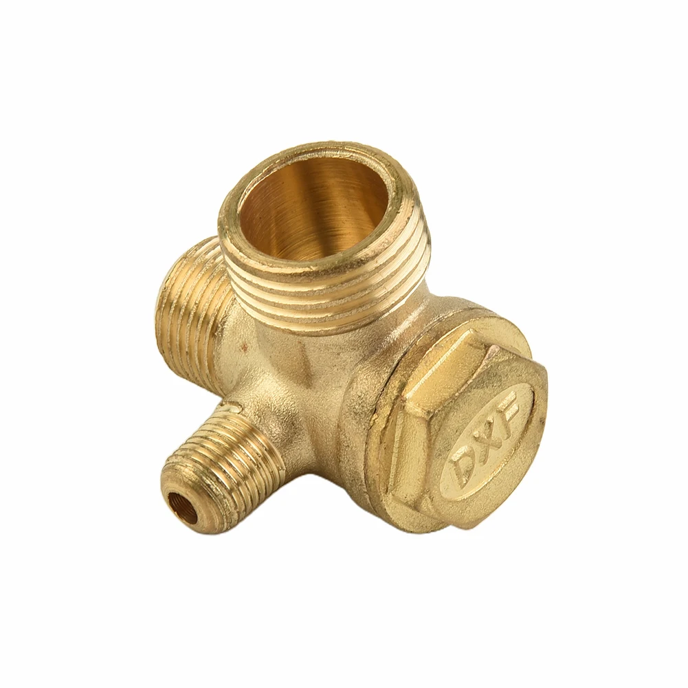 For Air Compressor Thread Connectors Air Compressor Check Valve 3 Port Brass Check Valve Connector Tool Thread Connector Gold