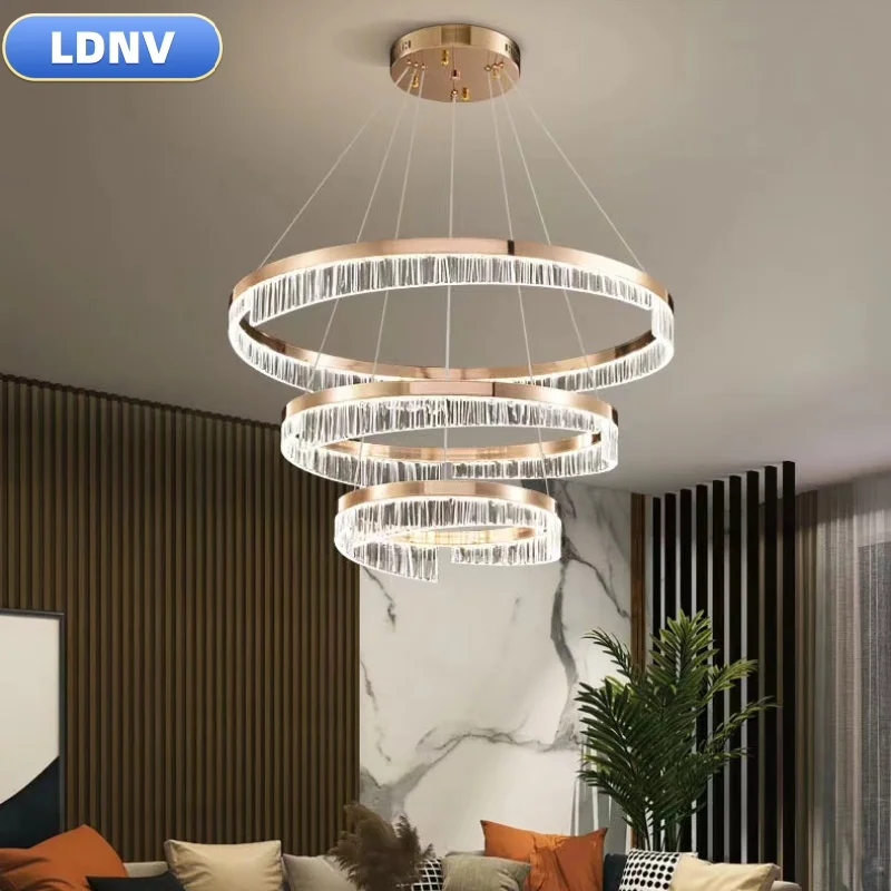 

Modern Circle Luxury Style Living Room Bedroom Dining Room Led Chandelier Light Gold Gloss Light Round Ring Design Chandelier