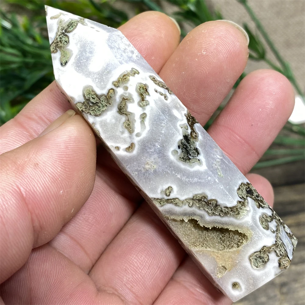 Green Moss Agate Druzy Natural Tower Stone And Crystals Healing Gemstones Geode Point Wand W