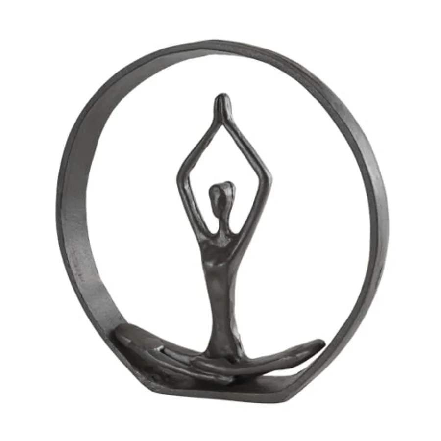 

. ZI17195 Circle Iron Sculpture with Figurine in Yoga Pose Namaste Spiritual Home Décor Great Gift Idea for Yoga Lovers