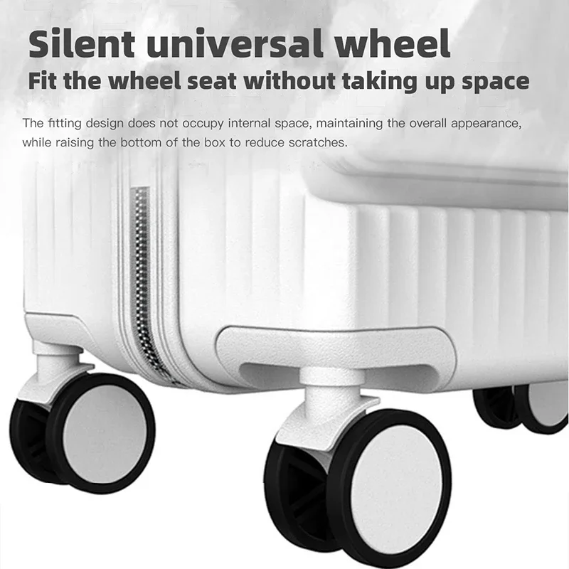 SUSHIMU Bordfreundliches Gepäck mit Frontöffnung, Trolley-Koffer für Männer und Frauen, 18-Zoll-Silent-Aluminiumrahmen