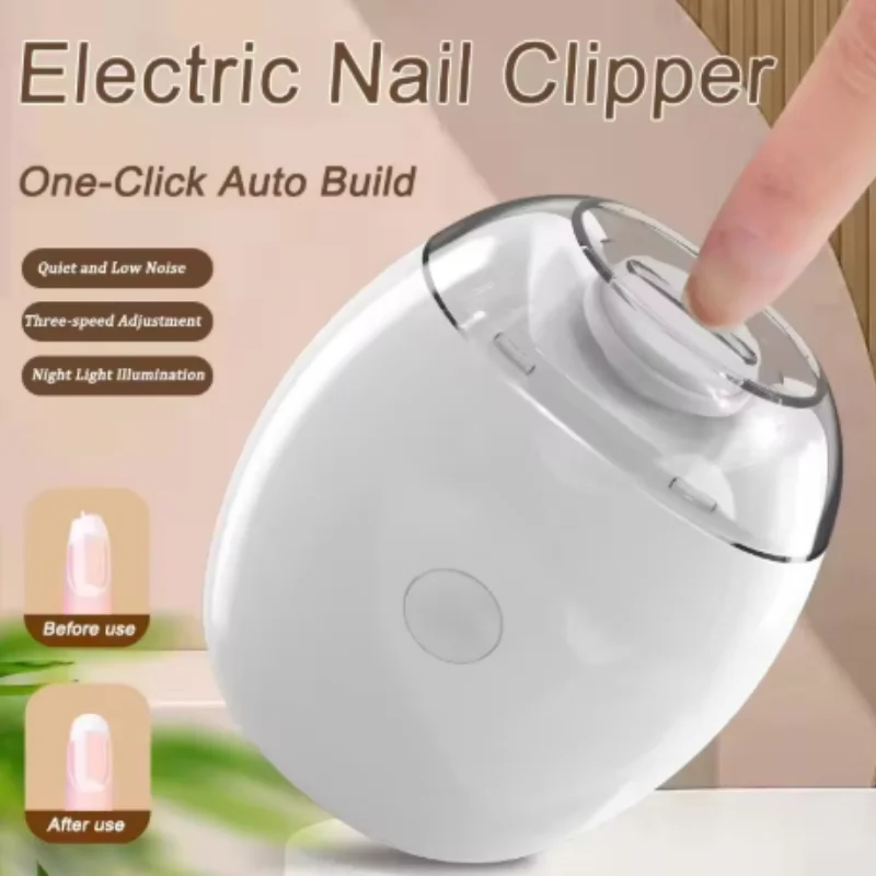 Low Noise Rechargeable Automatic Nail Clipper 3 Speed Type C Charging Safe Electric Nail Grinder Manicure Pedicure Care Tool