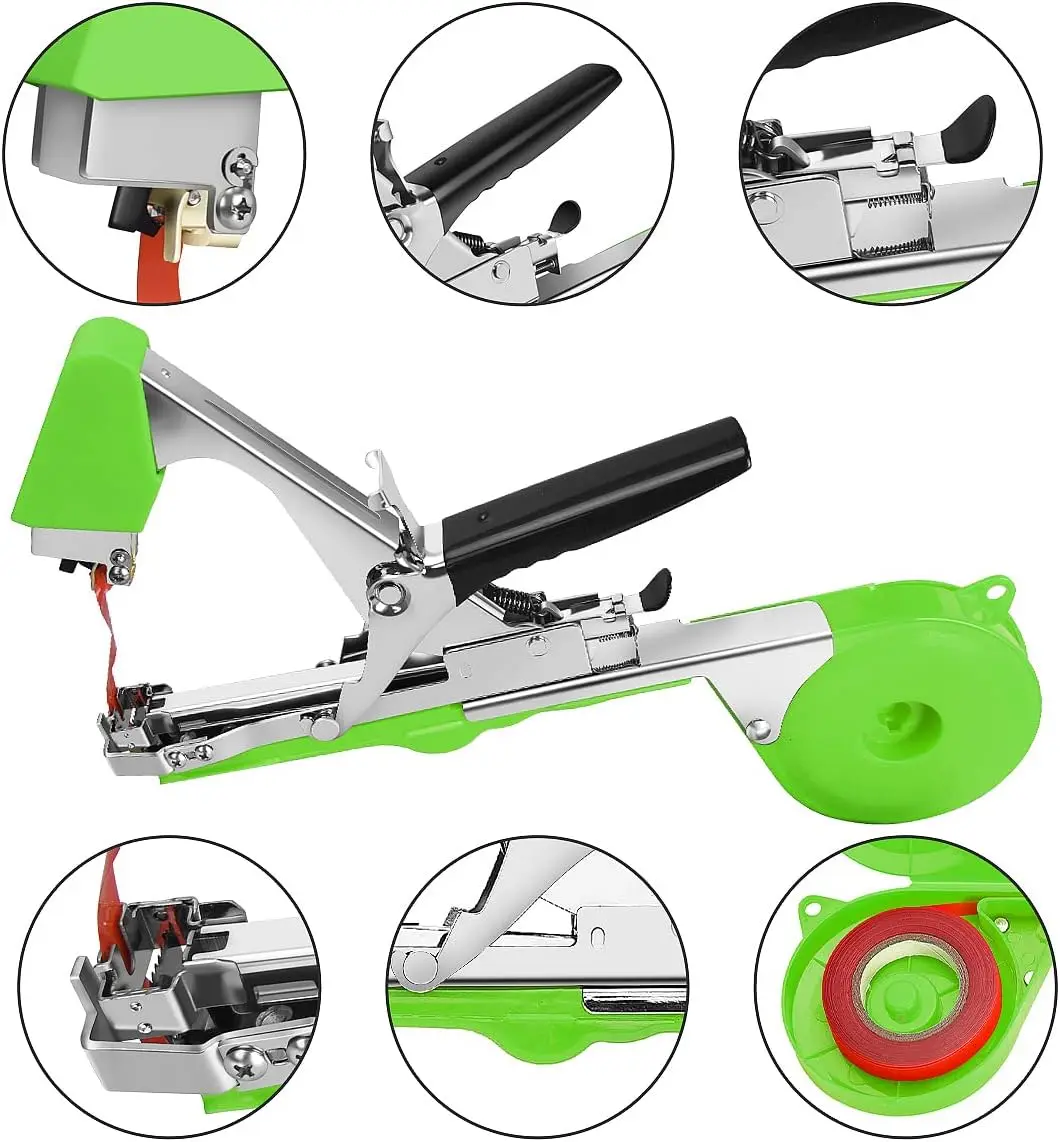 2025DIY Plant Tying Machine 20 Rolls Tapes 10000pcs Staples Replacement Blades (Green) Grapes Tomatoes Vining Vegetables