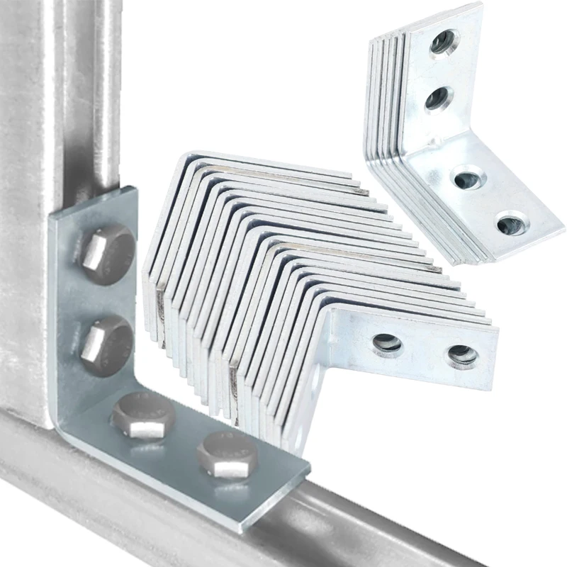 10/50pcs L-Shaped Corner Brackets Connector Metal Shelf Wall Bracket Fixing Right Angle Braces Drawer Furniture Hardware Tools