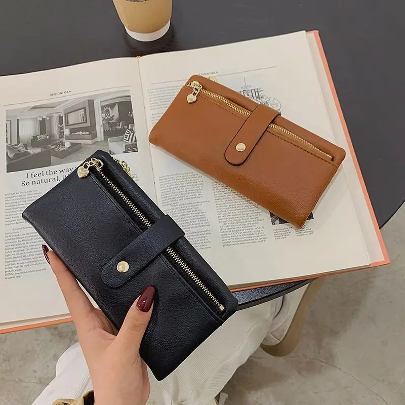 2025 موضة جديدة النمط الأجنبي محفظة المرأة بسيطة الرجعية الجلود الناعمة المتخصصة موضة سعة كبيرة حقيبة المحفظة الطويلة
