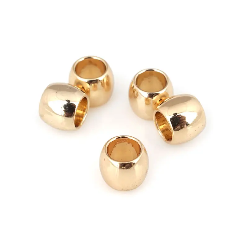 30PCS 4x2MM 6x5MM 18K Gold Color Brass Large hole Spacer Beads Bracelet Beads Jewelry Making Supplies Diy Findings Accessories
