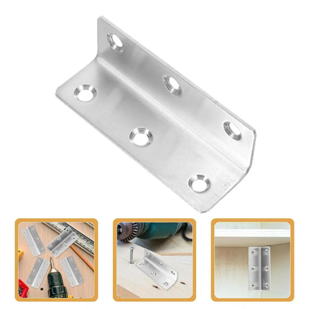 6 staffe angolari in acciaio inossidabile 27x100 L a forma di mensola per armadio Bretelle ad angolo retto Connettori hardware in legno e metallo piccoli