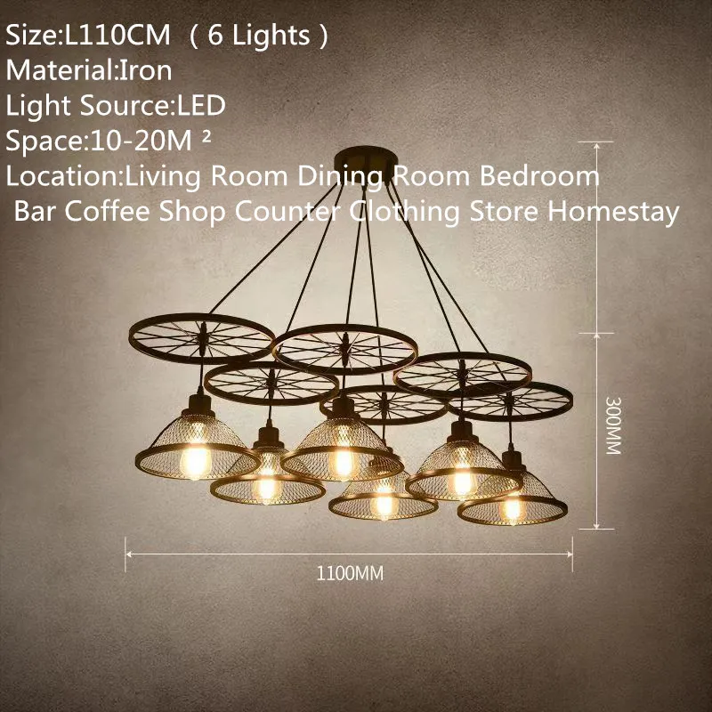 OUFULA American Retro Pendent Lamp Industrial Wind Living Room Restaurant Loft Clothing Store Cafe Bar Box Homestay Chandelier