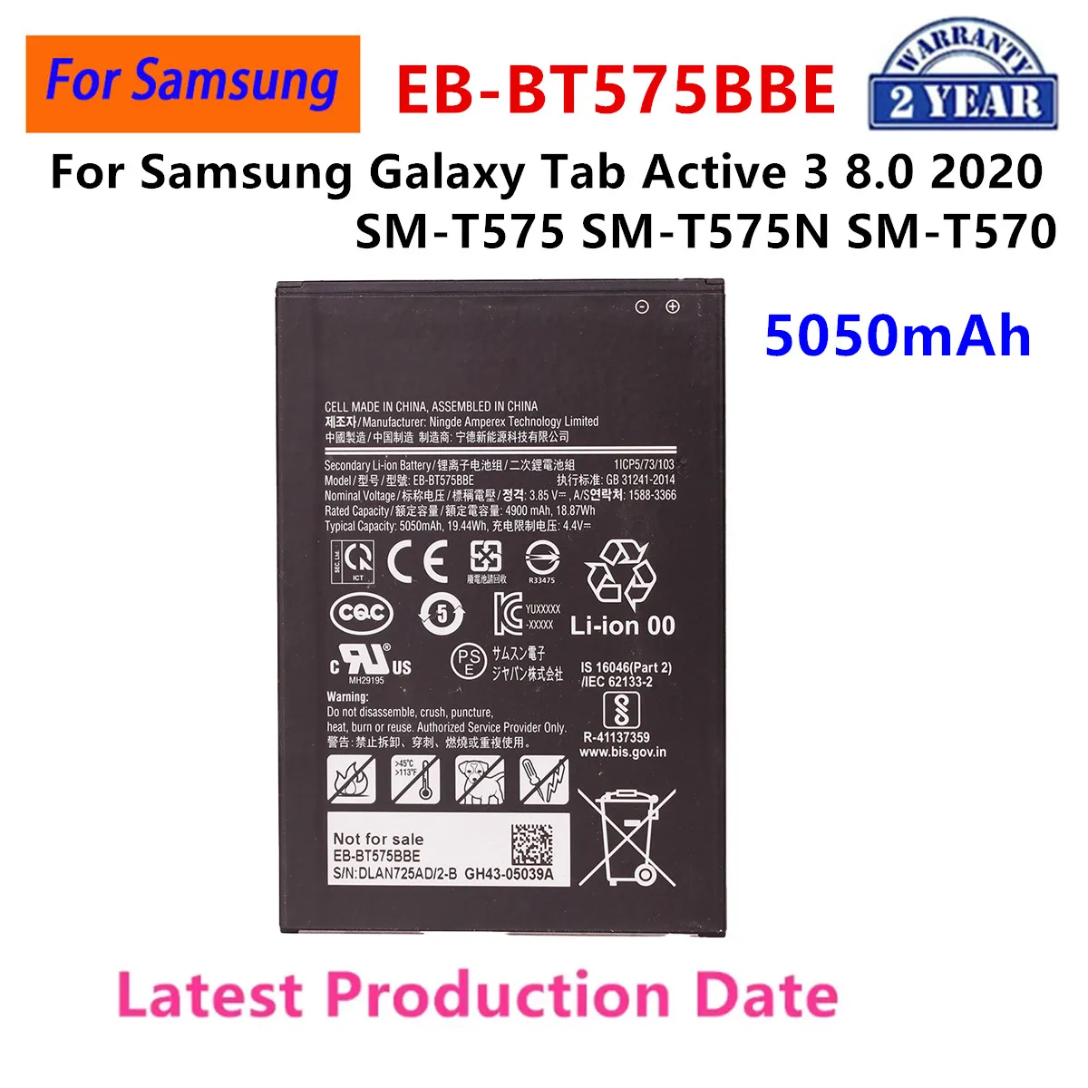 BT575BBE BG556GBY BG715BBE BT365BBC BG525BBE BG766GBY BX306 For Samsung Galaxy Xcover 5 6 7 Pro A01 Core A3 Tab Active 2 3 5