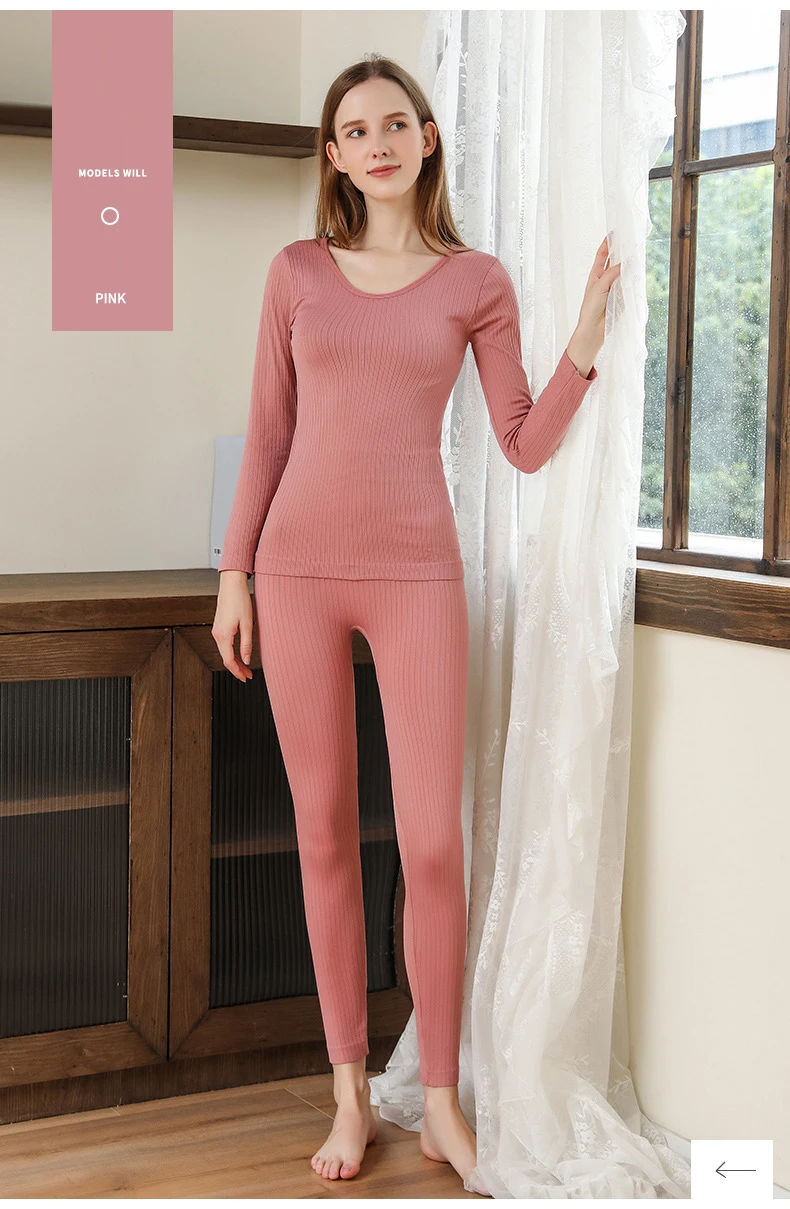 2-teiliges warmes Thermo-Unterwäscheset für Damen, sexy Unterwäsche, lange Unterhosen, Herbst-Winter-Thermo-Set, Damenkleidung mit mittelhohem Kragen und formgebendem Design. – Detail 26