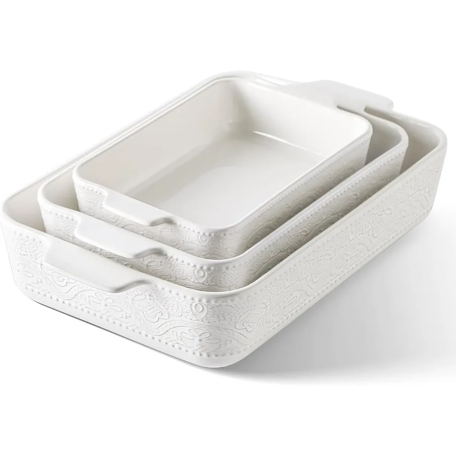 

Набор керамических блюд для выпечки из 3 предметов, тарелки для запекания в духовке, идеально подходят для выпечки, тушения, запекания и праздника. Подарок для М