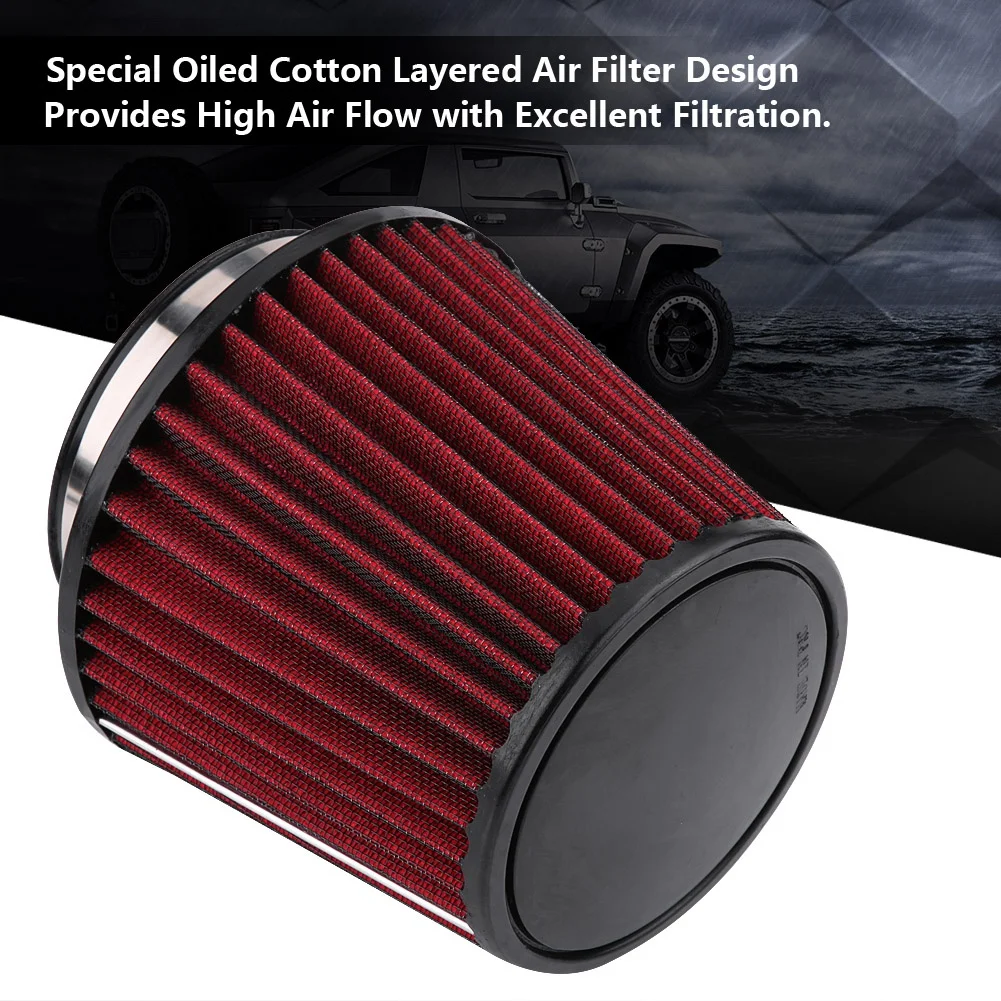 K & n 76MM 3 Inch Air Filter Flow Intake Pipe Power Airfilter Inlet Filter Modified Air Filter Tall Round Tapered Intake Filter