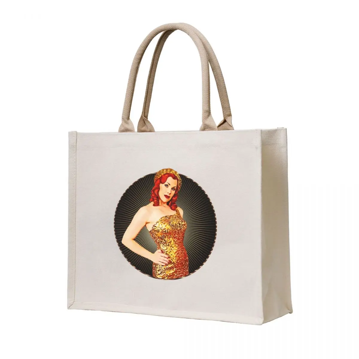 

Golden Glitter Girl - Xarah 50s Pinup Tote Bag custom bags sac pour femme sacs de shopping