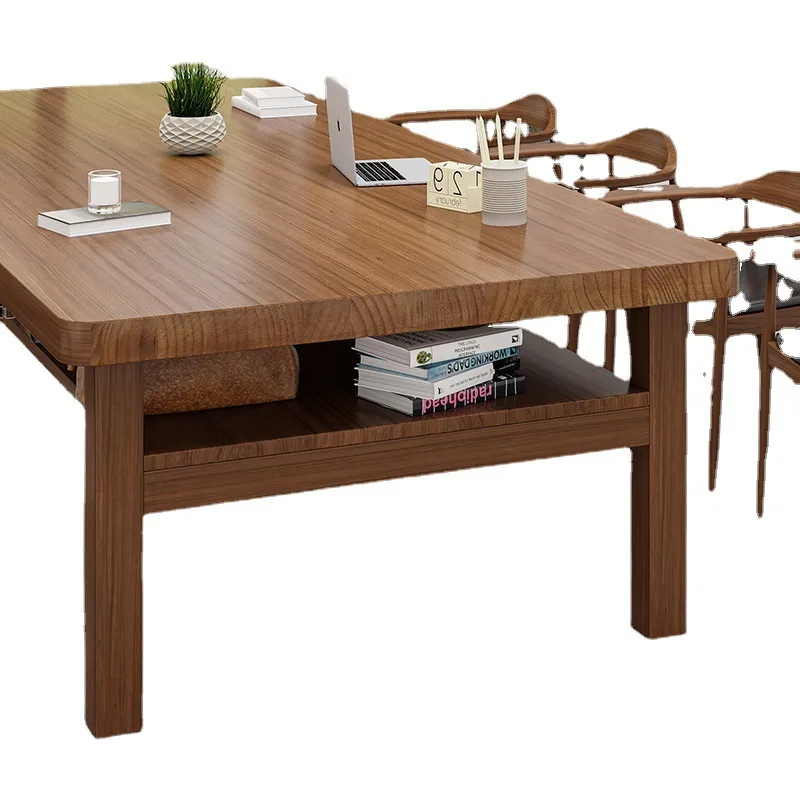 Nordic solid wood double-layer conference table, office staff negotiation training table