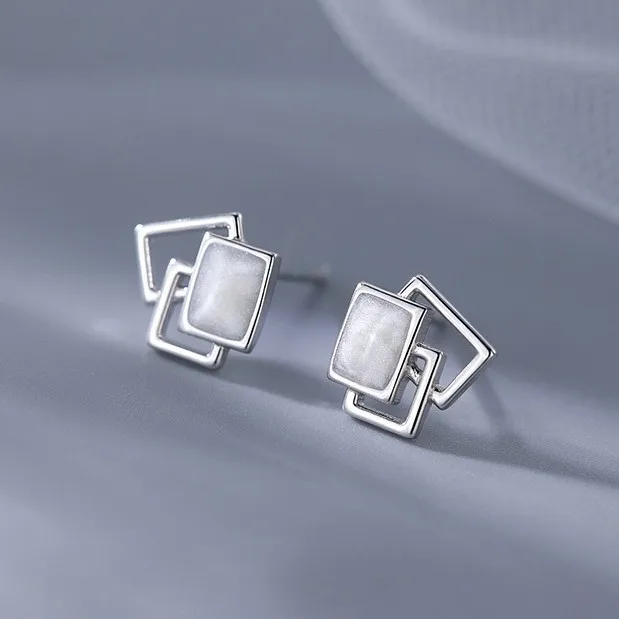 Simple Geometric Square Stud Earrings for Women