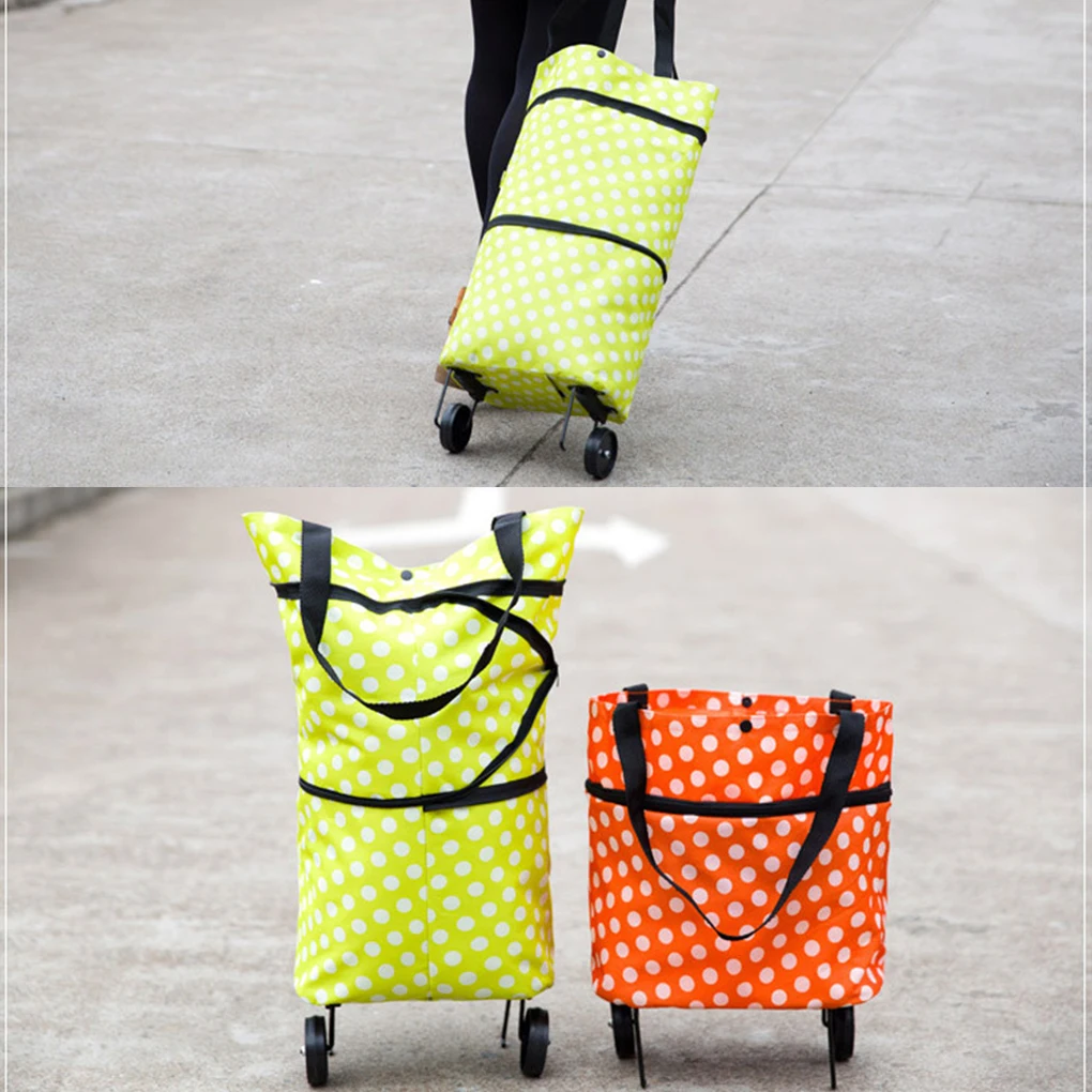 Portable Shopping Bags Foldable Oxford Fabric And Metal Craftsmanship Foldable Shopping Trolley Bag green