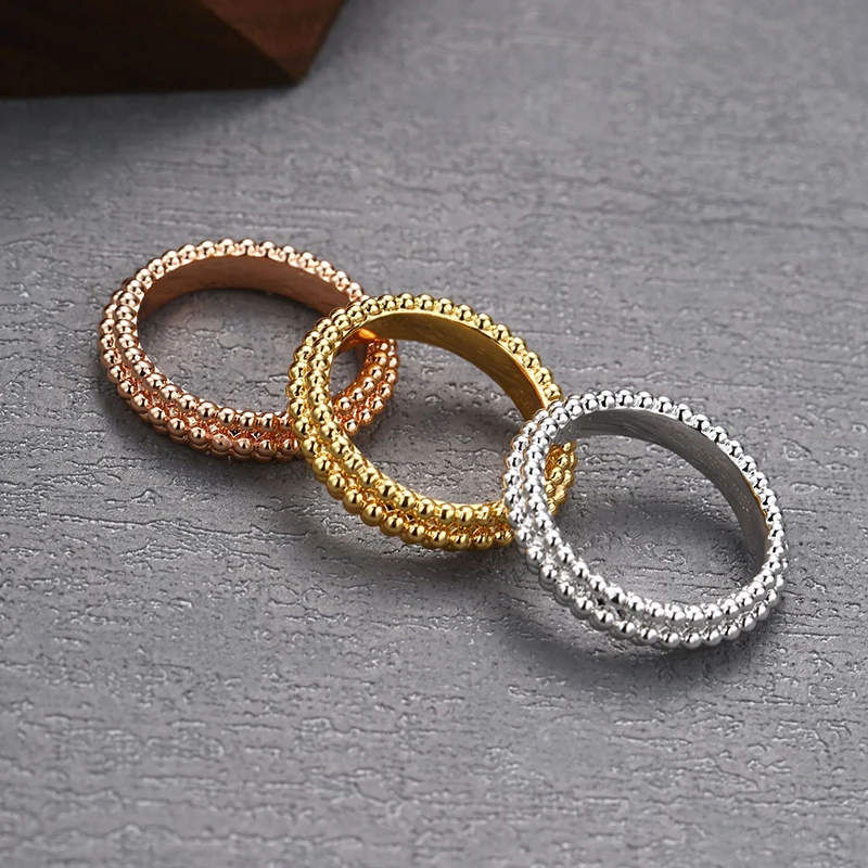 Top Quality S925 Sterling Silver Beads Style Finger Ring Women's Luxury Brand Jewelry Rose Gold Anniversary Gift view 3