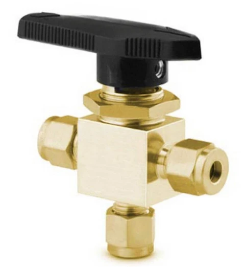 B-41XS2 Stainless Steel 40G Series 3-way Ball Valve 0.15Cv, 1/8 in. Tube Fitting