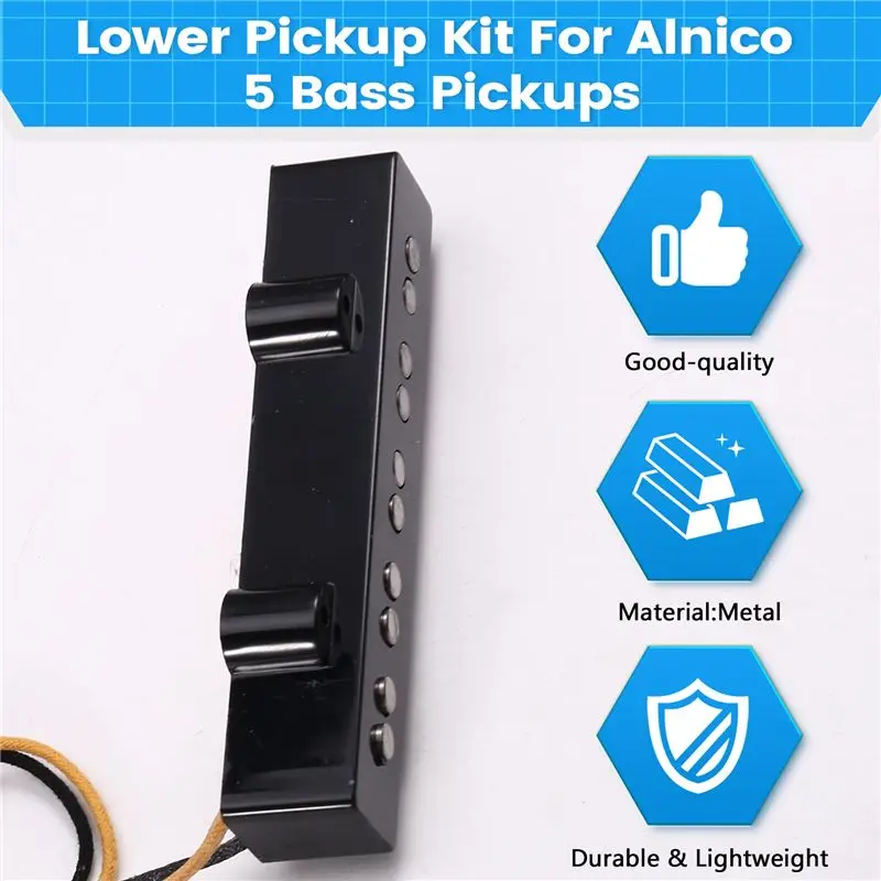 ABKV-For Alnico 5 Bass Pickups JB Neck Bridge Lower Pickup Open Style For 4 String For Bass Guitar Black