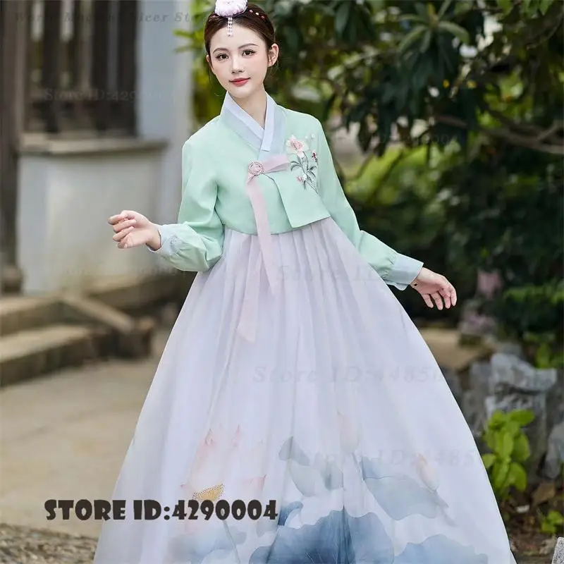 Women Traditional Korean Hanbok Dress Ancient Palace Robe Ethnic Outfit for Wedding Folk Dance and Stage Performance