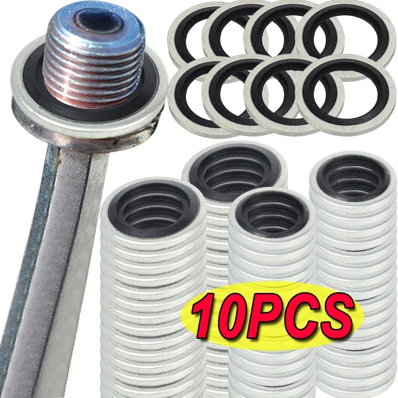 Carbon Steel Galvanized Flat Washer No-leak Hydraulic Gasket Sealing Washers Auto Repair M8-M20 Oil Pan Drain Gaskets 10PCS