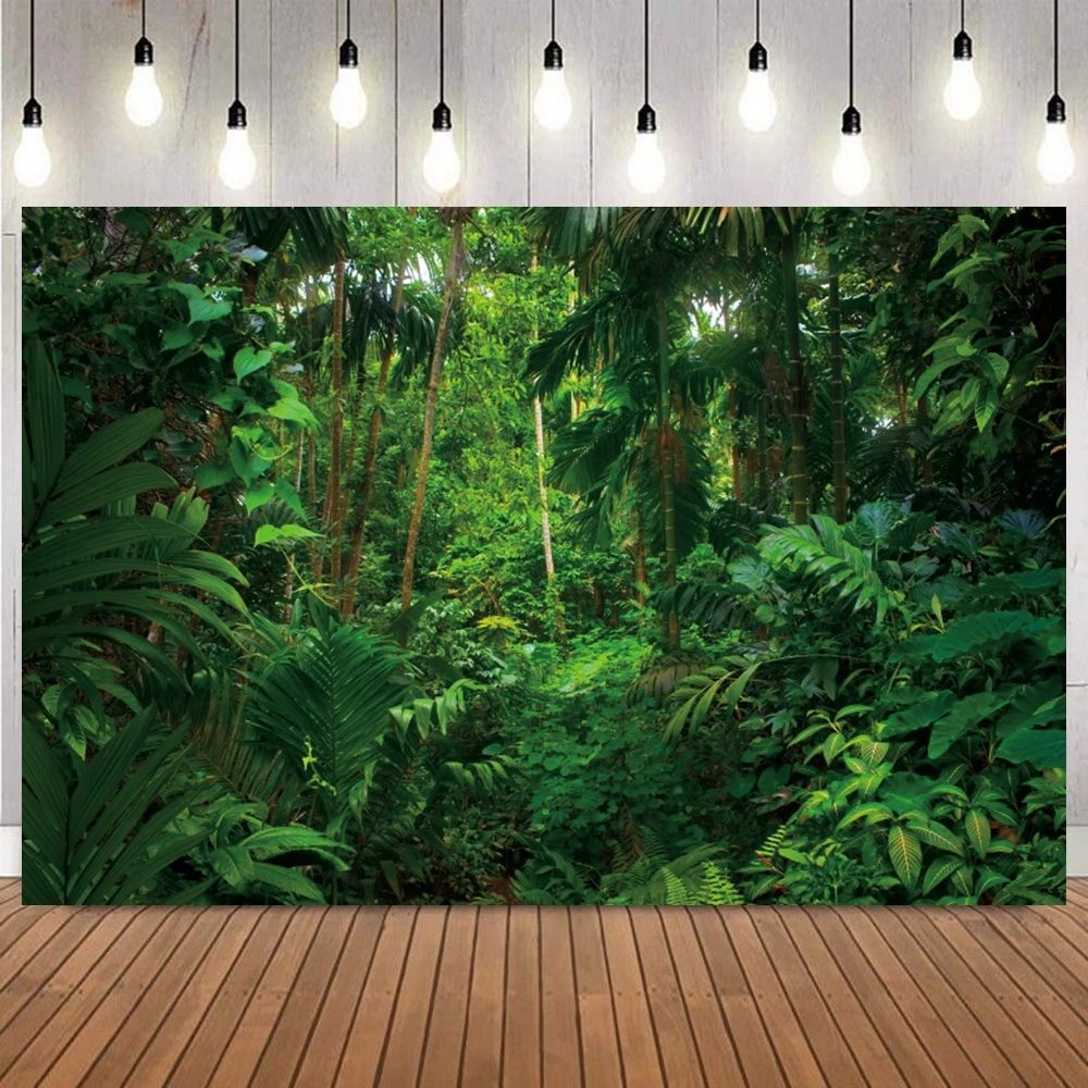 Tropical Plants Photo Backdrop Green Leaves Flamingo Summer Letter Elements Photography Background For Beach Party Decoration