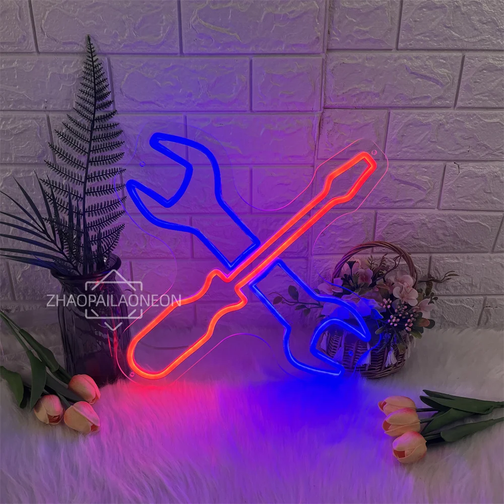 Auto Repair Shop Neon Sign Lights for Tools Room Wall Decor Hardware Shop Open Welcome Sign Neon Led Business Lights USB