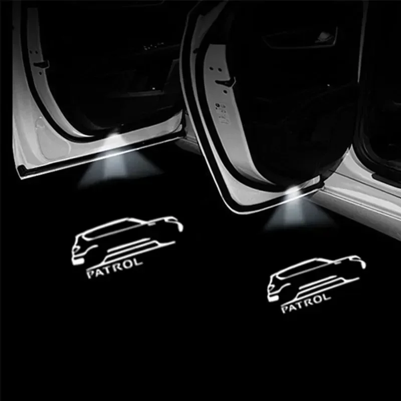 2Pcs Led Car Door Welcome Lights Logo Projector for Nissan Patrol Ghost Shadow Light Atmosphere Lamps Safety Auto Accessory