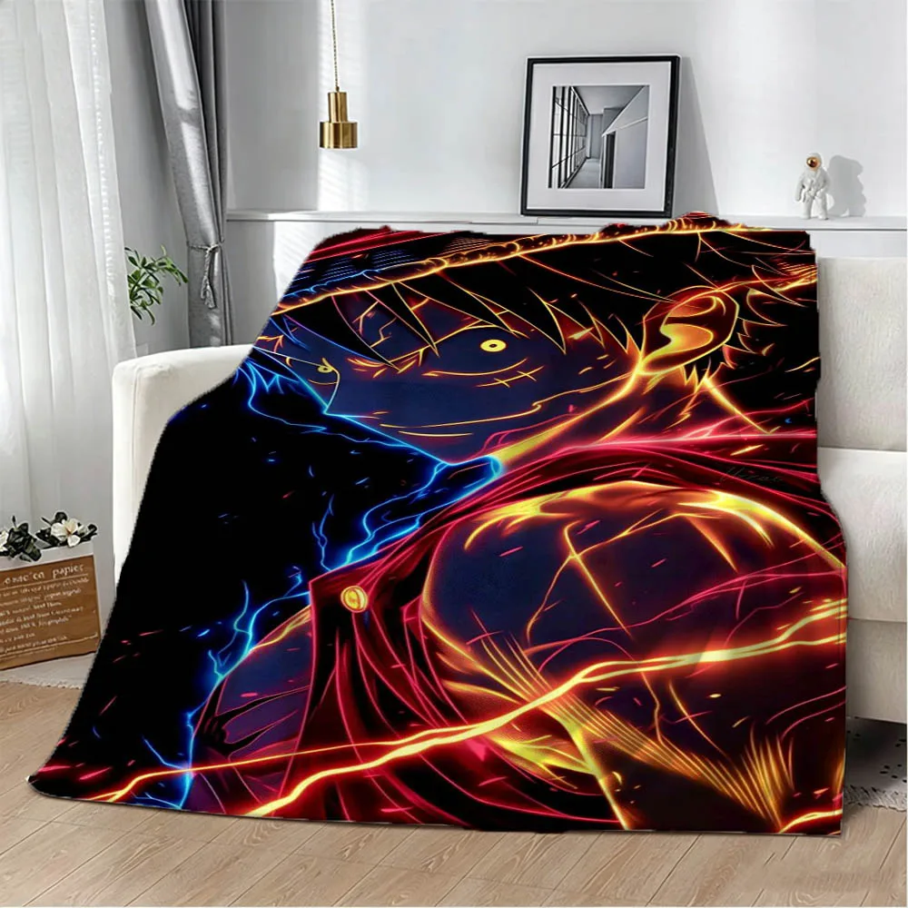 3D O-One P-Piece Anime Visual Neon Flannel Blanket Soft Throw Blanket Art For Home Decor Bedroom Bed Sofa Picnic Fans Gifts