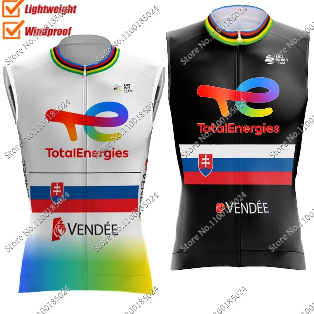 Slovakia Champion 2024 Total New Energies Wind Vest Cycling Jersey Sleeveless Windproof Lightweight  Wind Vest MTB Ropa Maillot