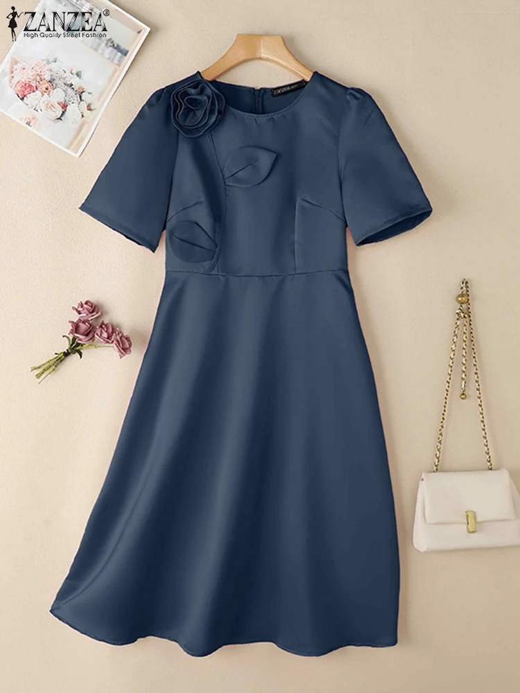 zanzea women o neck short sleeve dress Stylish And Elegant ZANZEA Pleated Midi Sundress With... From Missouri02,  Rs.911.34 In Bulk