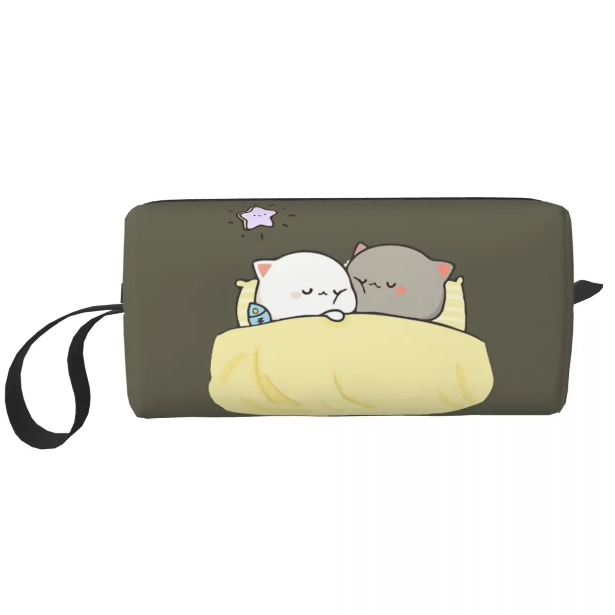 Custom Cartoon Couple Peach And Goma Mochi Cat Travel Cosmetic Bag Women Makeup Toiletry Organizer Lady Beauty Storage Dopp Kit