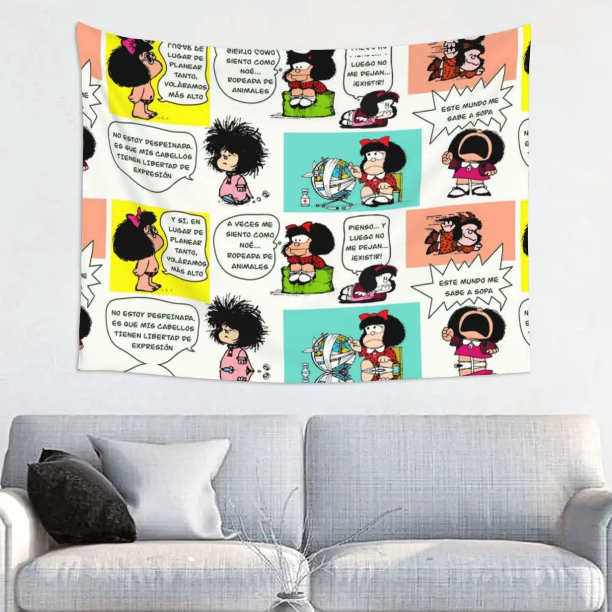 Manga Qu37Mafalda Tapisserie Murale Personnalisée, Hiphelicopter, Dortoir, Dessin Animé Kawaii, Décoration d'intérieur