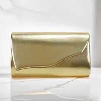 Color dorado PU moda mujer bolsos de noche cubierta sobre diseño Pary boda chica bolsos con cadena hombro embrague terciopelo Fa