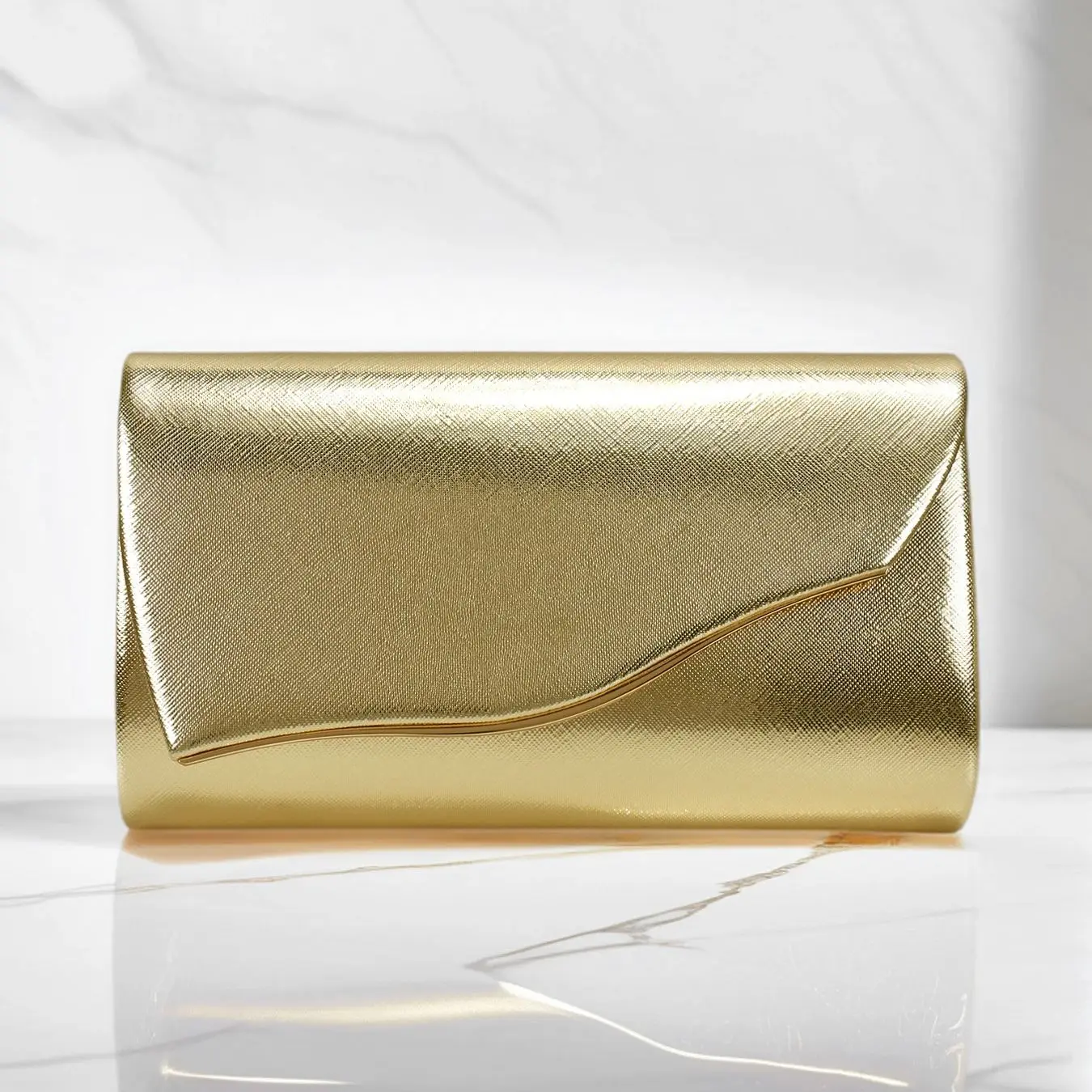 Golden Color PU Fashion Women Evening Bags Cover Envelope Design Pary Wedding Girl Handbags With Chain Shoulder Clutch Velvet Fa