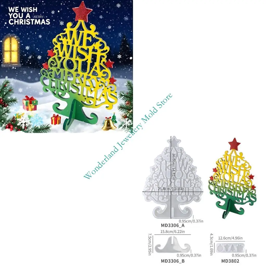 

H7EB Figurines Moulds Christmas Tree Silicone Texture for Decoration